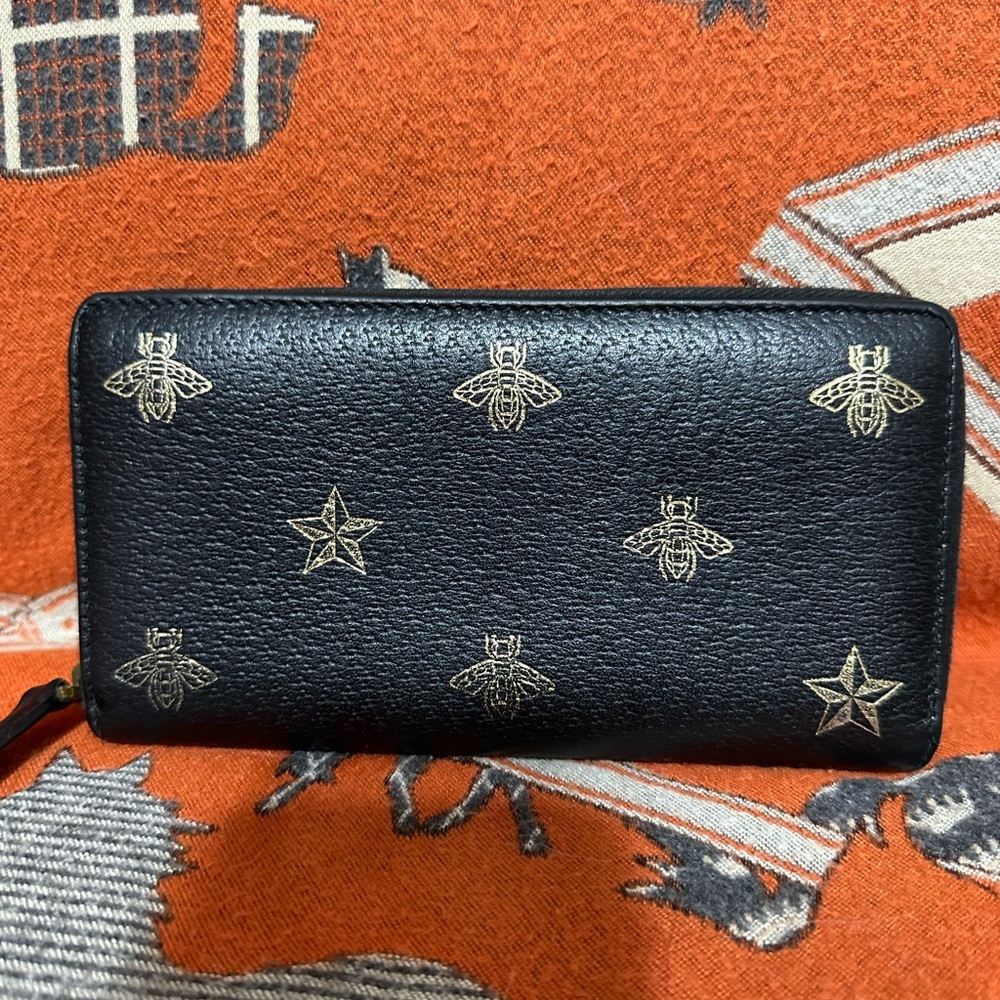 GUCCI ❤️🌟GOLD BEE AND STAR  ZIPPY WALLET⭐️plus RARE PALM TREE BAG & DUST BAG